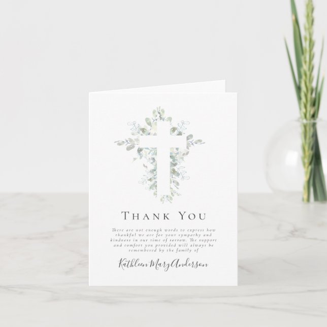 Sympathy Eucalyptus Funeral Thank You Note  Card (Front)