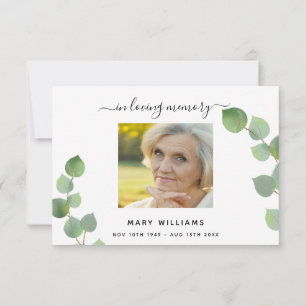 Sympathy eucalyptus greenery white photo thank you card