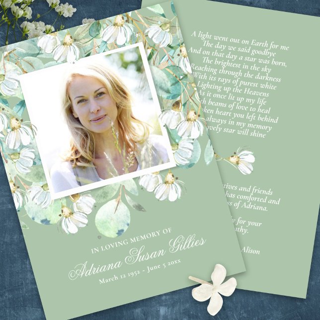 Sympathy Eucalyptus Photo Funeral Prayer Card (Eucalyptus photo funeral prayer card)
