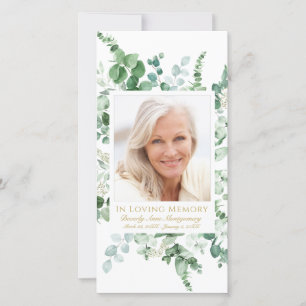 Sympathy Eucalyptus Photo Gold Funeral Prayer