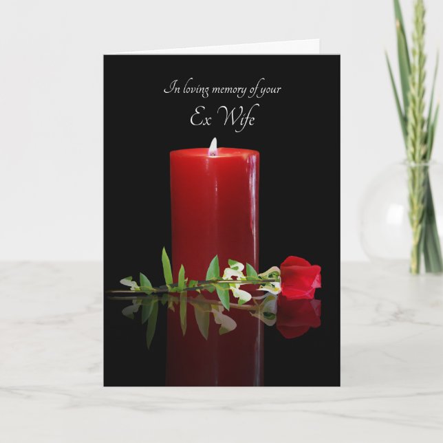 Sympathy Ex Wife Memorial Candle and Rose Card (Front)