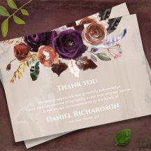 Sympathy Floral Memorial Funeral Thank You Card