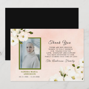 Sympathy Floral Pink Photo Memory Thank You Card