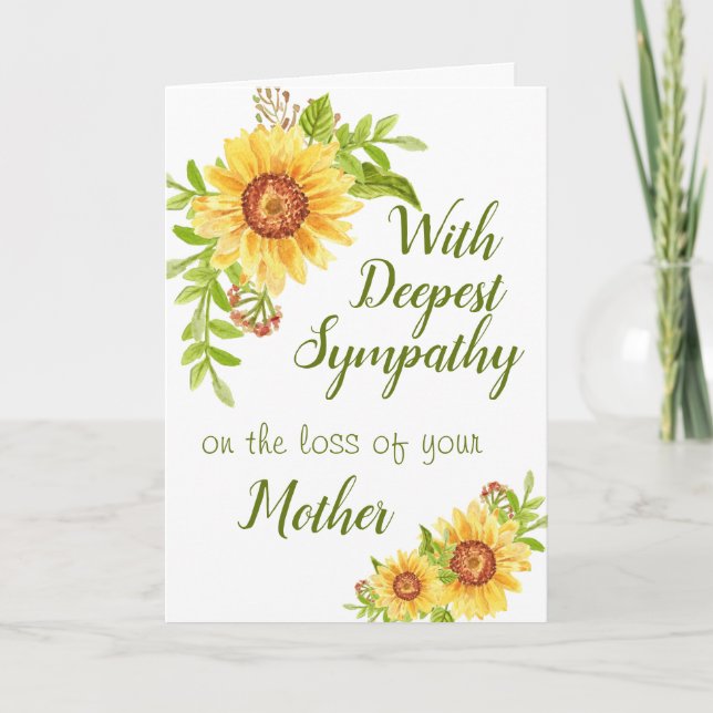 Sympathy Floral Yellow Sunflower Mother Card (Front)