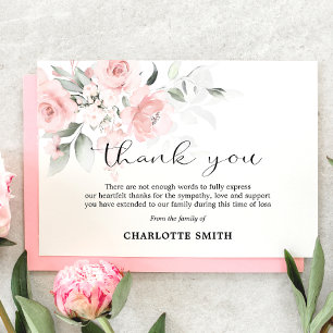 Sympathy Flower Blush Pink Roses THANK YOU PHOTO Card