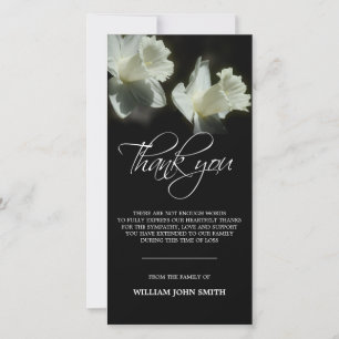 Sympathy Flower Daffodils THANK YOU Black PHOTO Card