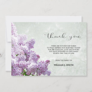 Sympathy Flower Lilacs THANK YOU Grey PHOTO Card