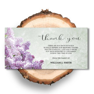 Sympathy Flower Lilacs THANK YOU Grey PHOTO Card