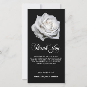 Sympathy Flower White Rose THANK YOU Black PHOTO Card