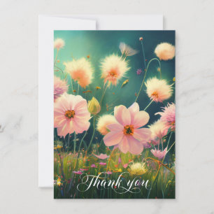 Sympathy Flowers in Field THANK YOU Card