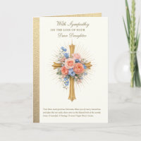 Sympathy for Daughter Gold Cross Floral