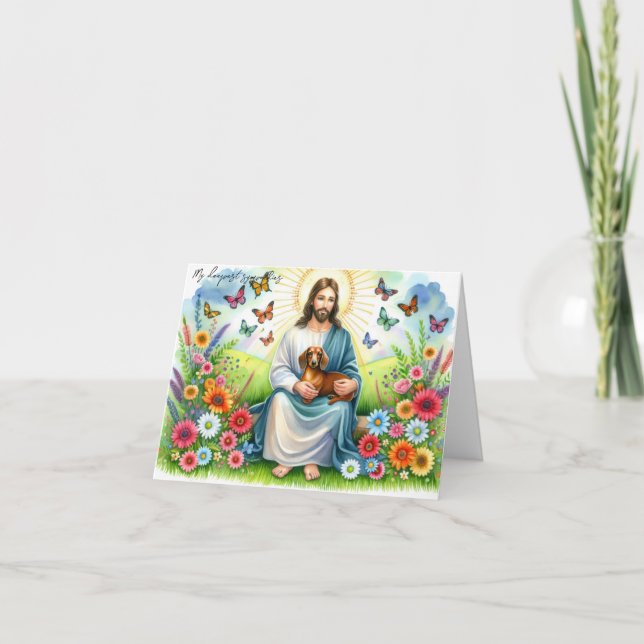  Sympathy for Dog Loss-Jesus with Dachshund  Card (Front)