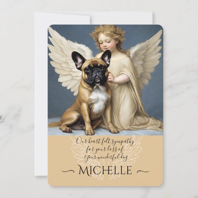 Sympathy for Loss French Bulldog Angel Art Invitation (Front)