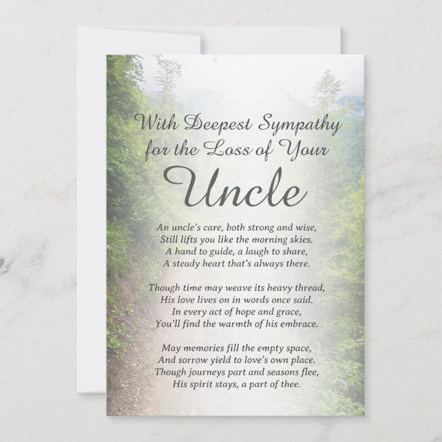 Sympathy for Loss of a Uncle Card (Front)