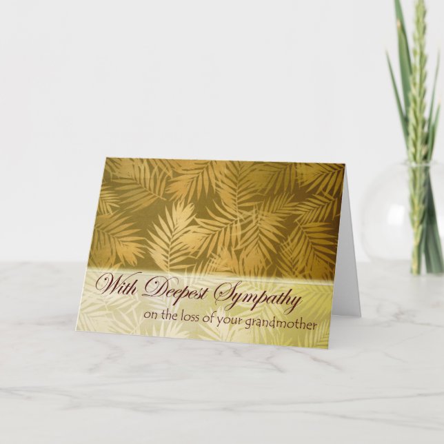 Sympathy for Loss of Grandmother, Palm Fronds Card (Front)