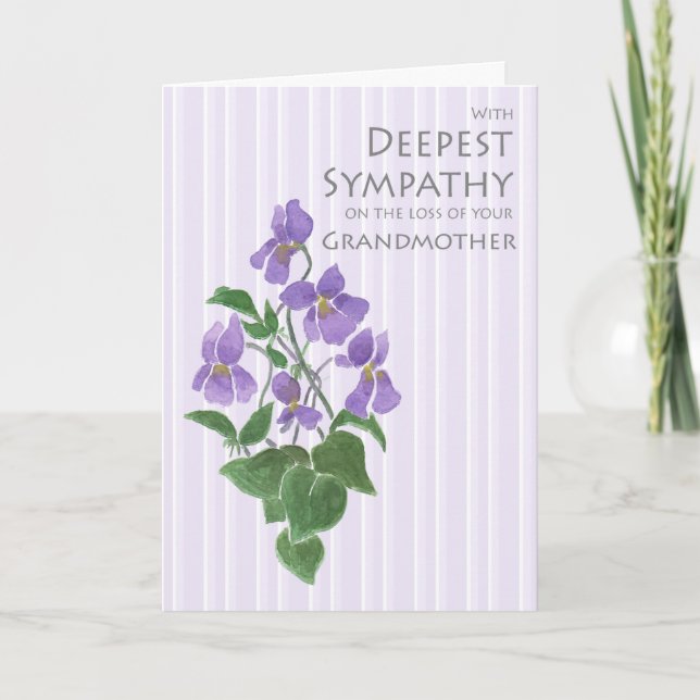 Sympathy for Loss of Grandmother with Violets Card (Front)