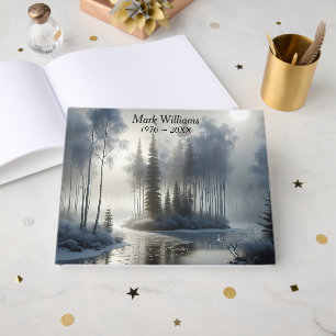 Sympathy Frozen River With Frosted Trees Guest Book