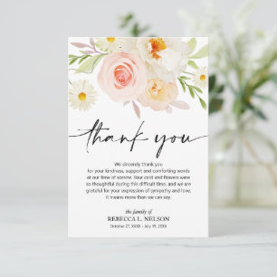 Sympathy Funeral Memorial Floral Thank You Card