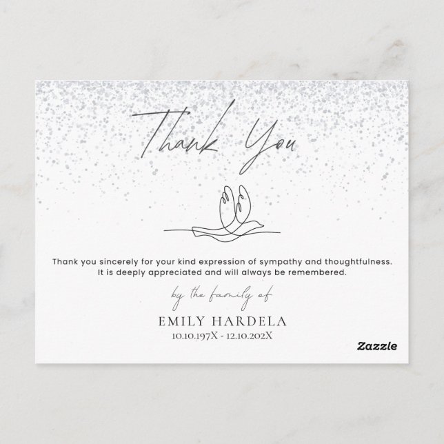Sympathy Funeral Memorial Thank You Card (Back)