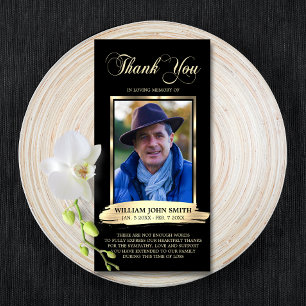 Sympathy Funeral Memorial THANK YOU Photo Black Card