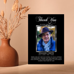 Sympathy Funeral Memorial THANK YOU Photo Silver Card