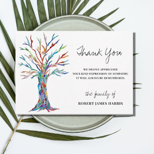 Sympathy Funeral Memorial Tree Thank You Card