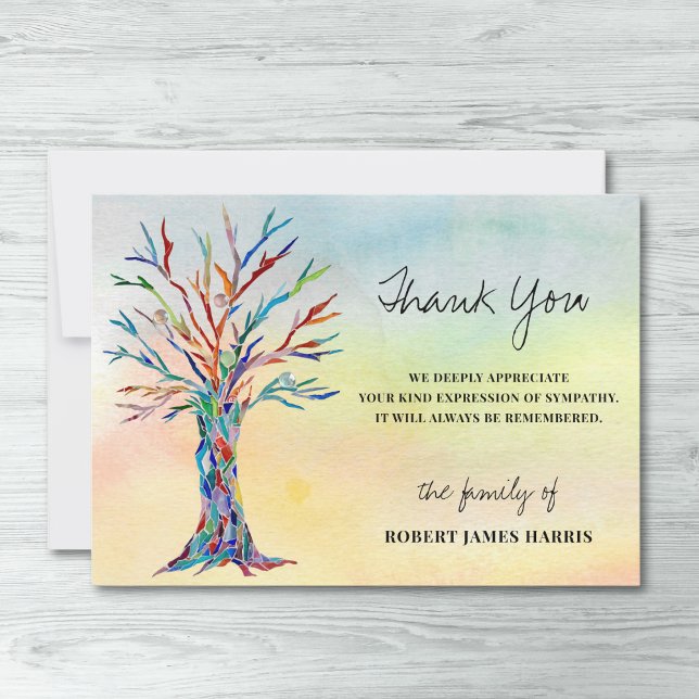 Sympathy Funeral Memorial Tree Thank You  Card (Creator Uploaded)