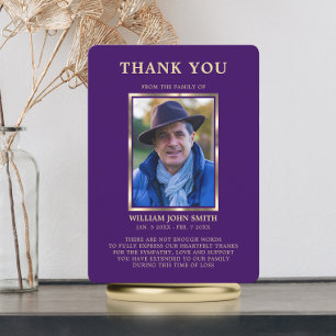 Sympathy Funeral Memory THANK YOU Photo Purple