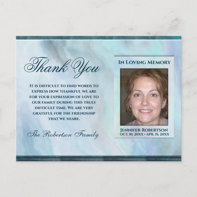 Sympathy Funeral Photo THANK YOU with Heart Postca Postcard (Front)