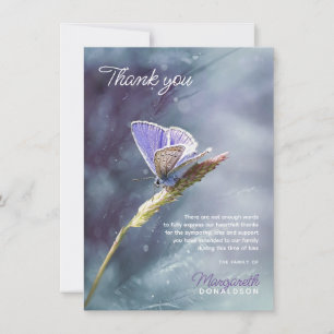Sympathy Funeral THANK YOU Butterfly Purple Card