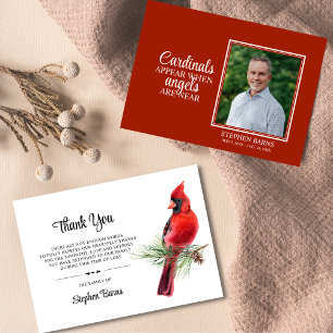 Sympathy Funeral THANK YOU Cardinal Bird PHOTO Card