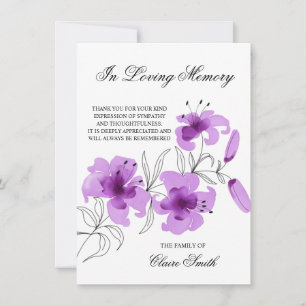 Sympathy Funeral THANK YOU Lily Floral PHOTO