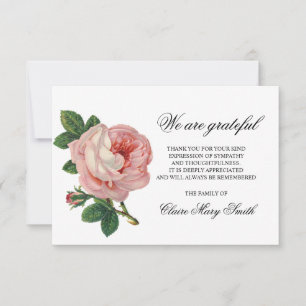 Sympathy Funeral THANK YOU Vintage Rose Floral