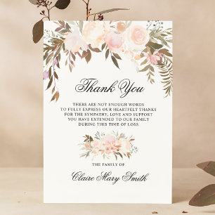 Sympathy Funeral THANK YOU Watercolor Floral