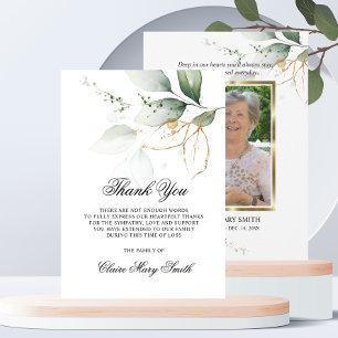 Sympathy Funeral THANK YOU Watercolor Greenery Card
