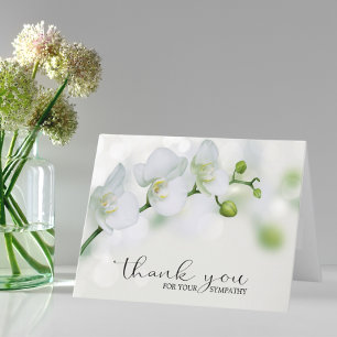 Sympathy Funeral White Orchids THANK YOU Card