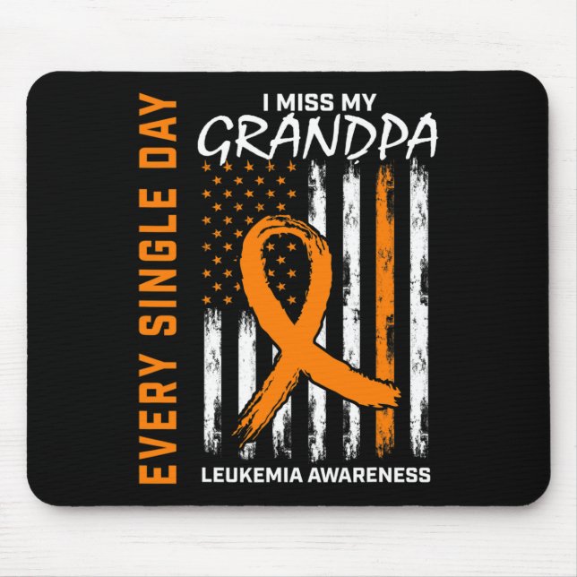 Sympathy Gifts For Loss of Grandpa Leukaemia Aware Mouse Pad (Front)
