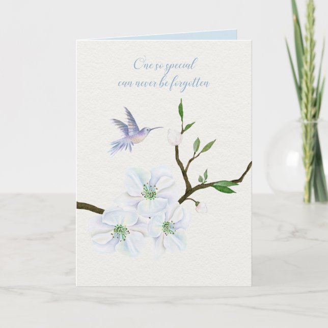Sympathy Hummingbird with Magnolia Flowers Card (Front)
