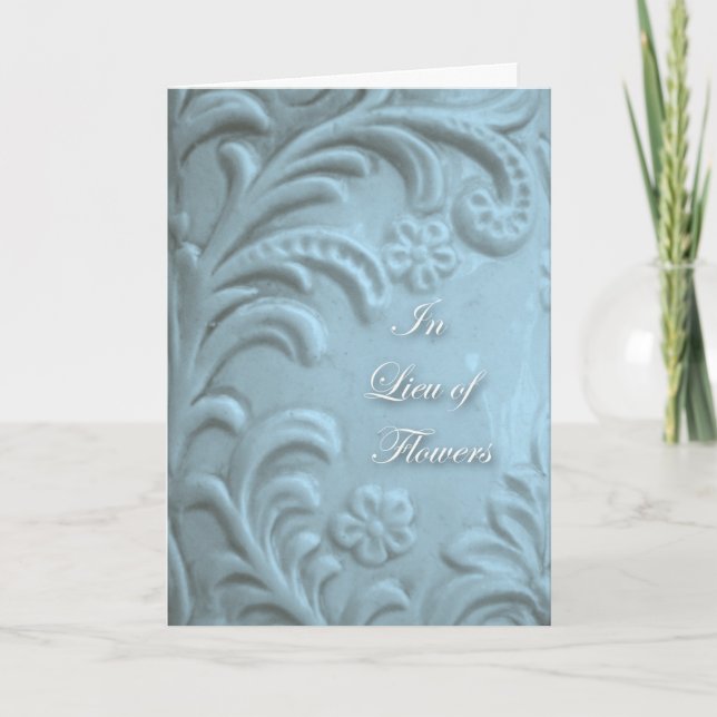 Sympathy, In Lieu of Flowers, Blue Plant Forms Card (Front)