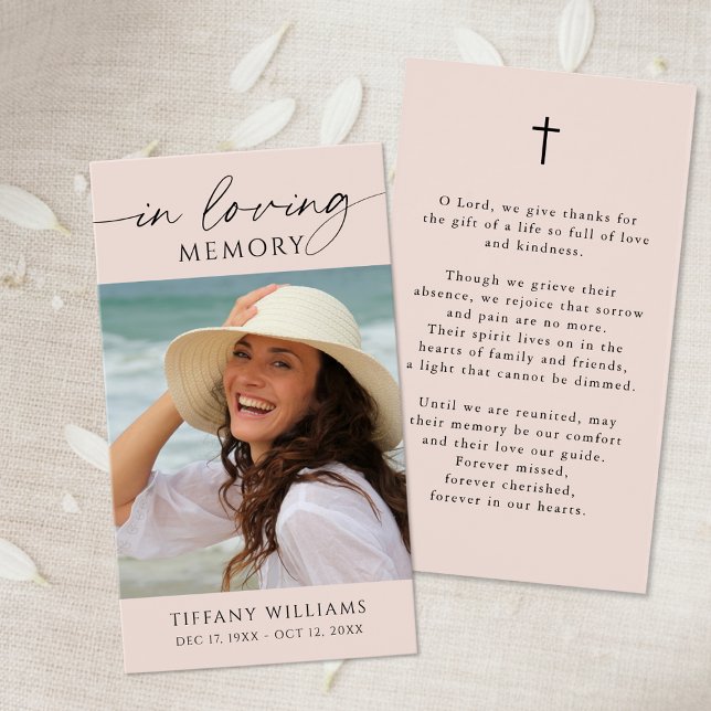 Sympathy In Loving Memory Cross Photo Prayer Card (Creator Uploaded)