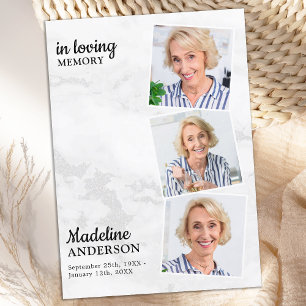 Sympathy In Loving Memory Modern 3 Photo Funeral Thank You Card