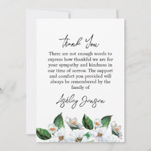 Sympathy Jasmine Photo Funeral Thank You Card