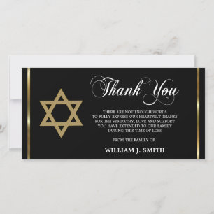 Sympathy Jewish Star of David THANK YOU PHOTO Card