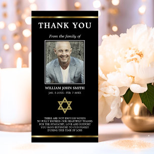 Sympathy Jewish Star of David THANK YOU PHOTO Card