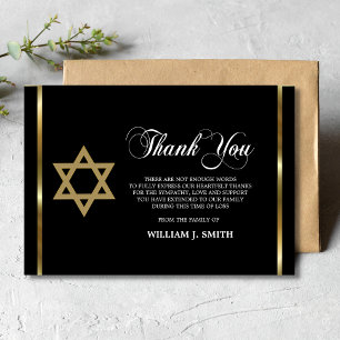 Sympathy Jewish Star of David THANK YOU PHOTO Card