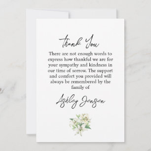 Sympathy Lily Funeral Thank You Card