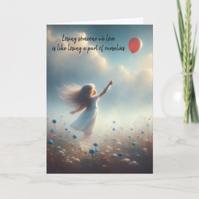 Sympathy Little Girl With Red Balloon Card (Front)
