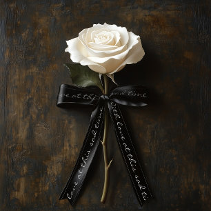 Sympathy loss elegant lettering memorial black satin ribbon
