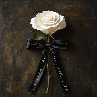 Sympathy loss elegant lettering memorial black satin ribbon