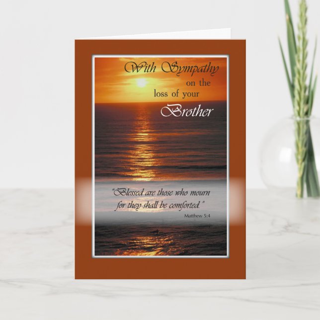 Sympathy Loss of Brother, Sunset Over Ocean, Relig Card (Front)